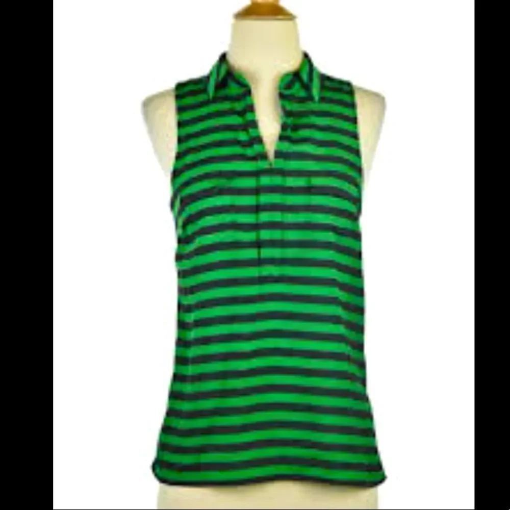 The limited green and navy stripe collared sleeveless top